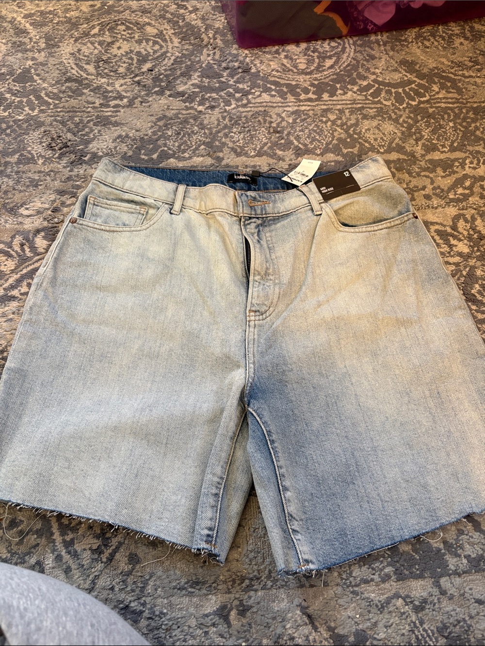 Express Light Wash Denim Cutoff Shorts